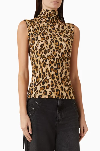 Leopard-print Top in Jersey