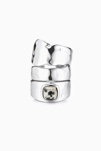 The Palma Ring Set in Rhodium-plated Silver, Set of 3