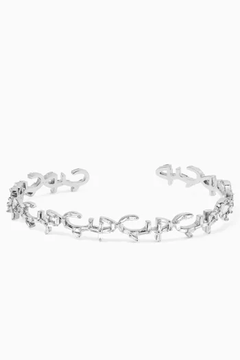 Arabic 'Hobb' Baguette Diamond Cuff in 18kt White Gold