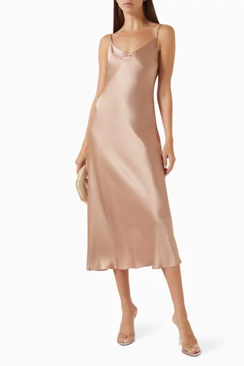 Taylor V-neck Bias-cut Midi Dress in Silk
