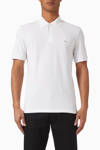 Diamond Patch Polo Shirt in Cotton Piqué