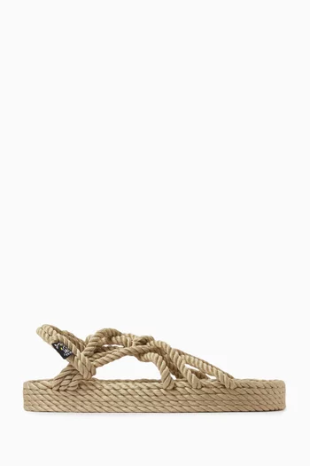 JC Platform Flat Sandals in Rope