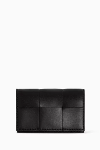 Cassette Business Card Case in Intreccio Calfskin