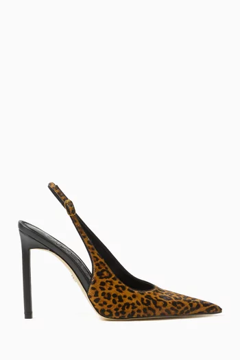 Tegan 105 Leopard-print Slingback Pumps in Pony-hair
