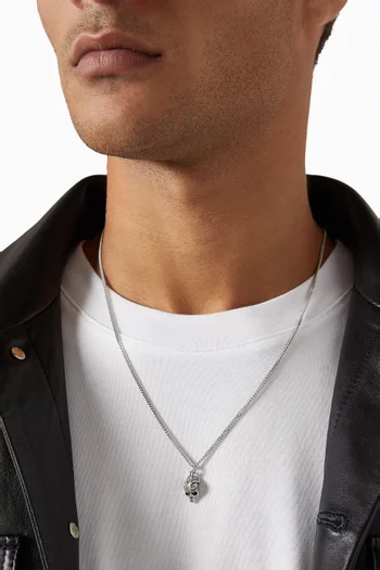Flourish Skull Necklace in Sterling Silver
