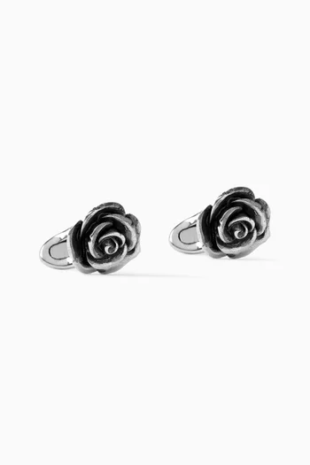 Rose Cufflinks in Sterling Silver
