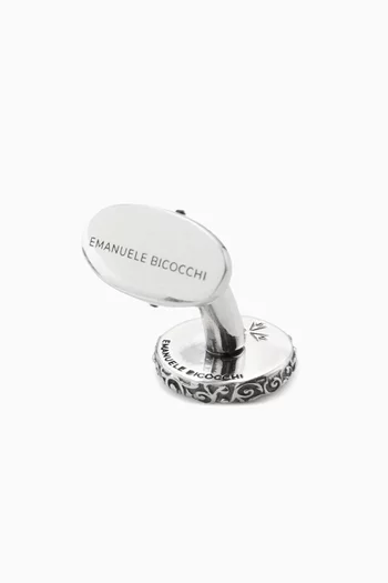 Malachite Amulet Cufflinks in Sterling Silver