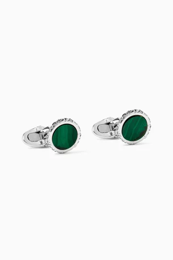 Malachite Amulet Cufflinks in Sterling Silver
