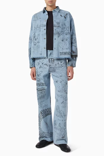 Sketchy Cropped Overshirt in Denim