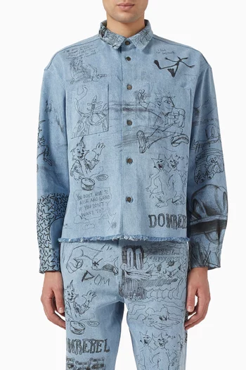Sketchy Cropped Overshirt in Denim