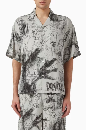 Drawings Camp Collar Shirt in TENCEL™ Twill-blend