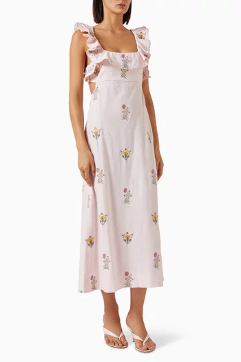 Malika Midi Dress in Linen