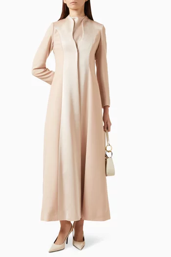 Panelled Blazer Abaya in Silk & Crepe