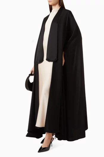 Pearl-embellished Open Kaftan Abaya