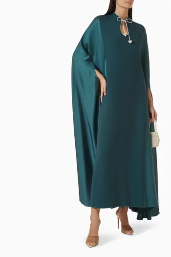 Pearl-Ribbon Belted Kaftan