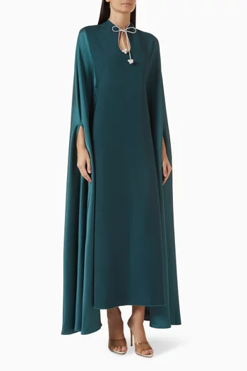 Pearl-Ribbon Belted Kaftan
