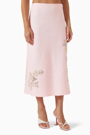 Lily Midi Skirt in Linen