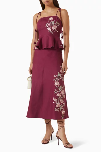 Lily Midi Skirt in Linen