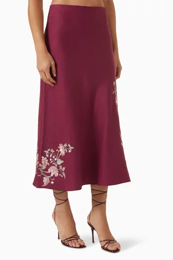 Lily Midi Skirt in Linen