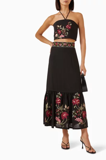 Golsa Midi Skirt in Linen