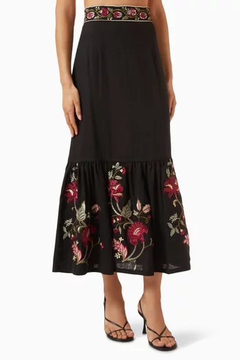 Golsa Midi Skirt in Linen