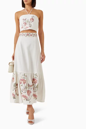 Golsa Midi Skirt in Linen