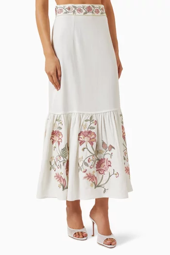 Golsa Midi Skirt in Linen