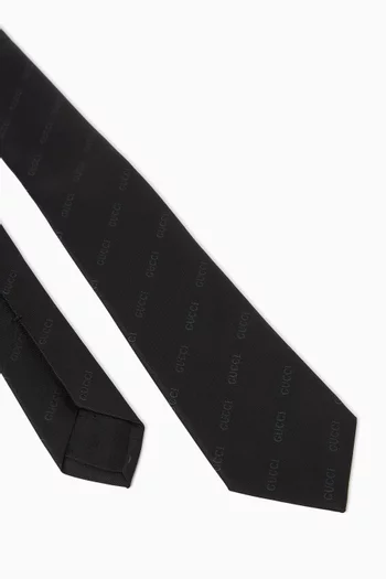 Logo Jacquard Tie in Silk