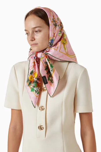 Printed GG Carré Scarf in Silk Twill