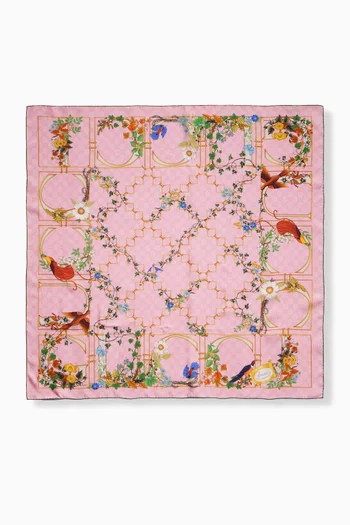 Printed GG Carré Scarf in Silk Twill