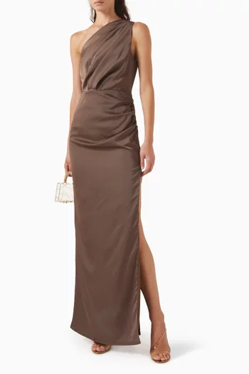 Alanna One-shoulder Dress in Satin