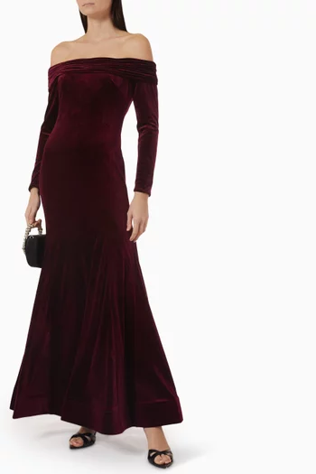 x Ieena Off-shoulder Mermaid Gown in Velvet