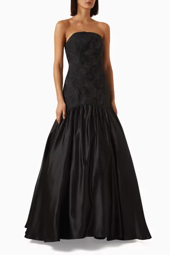 Brocade Strapless Ball Gown in Satin