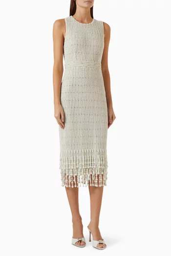 Pearl Beaded Midi Dress
