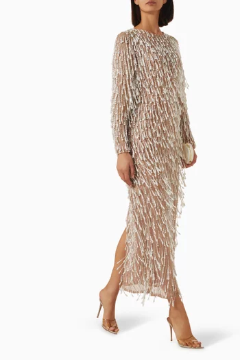 Pearl-embellished Maxi Dress