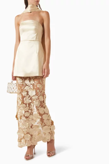 Reyna Scarf Dress in Satin & Lace