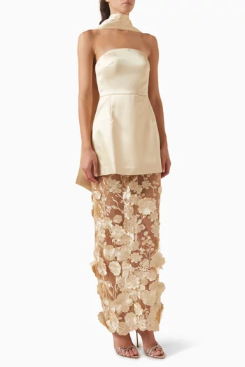 Reyna Scarf Dress in Satin & Lace