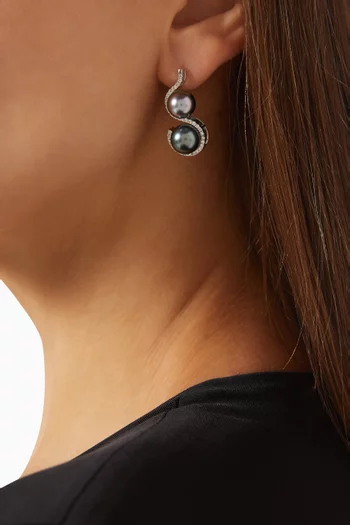 Tahitian Pearl & Diamond Earrings in 18kt Gold