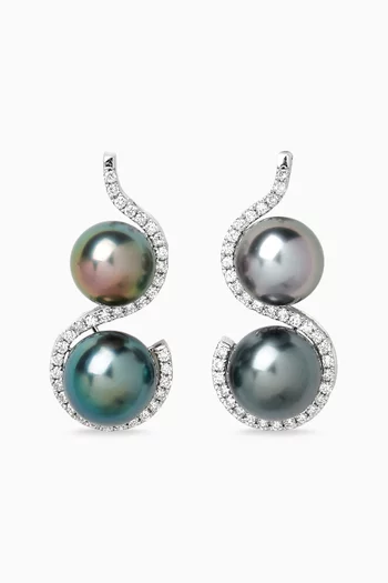Tahitian Pearl & Diamond Earrings in 18kt Gold