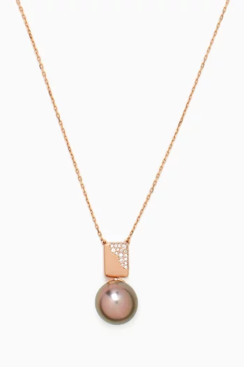 Tahitian pearl & Diamond Necklace in 18kt Gold