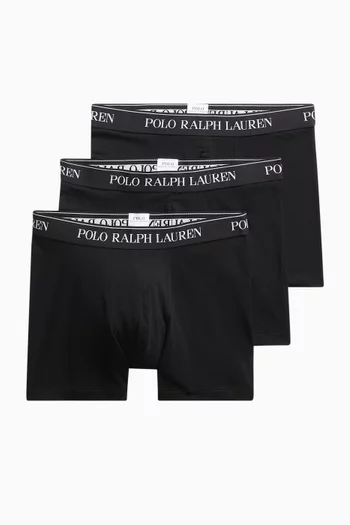 Logo Boxer Briefs in Stretch Cotton, Set of 3