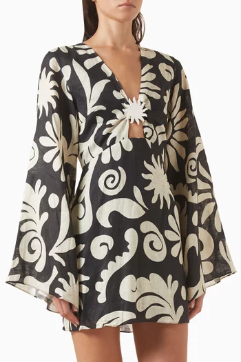 Vera Printed Mini Dress in Linen