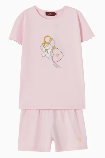 Graphic Print T-shirt & Shorts Pyjama Set