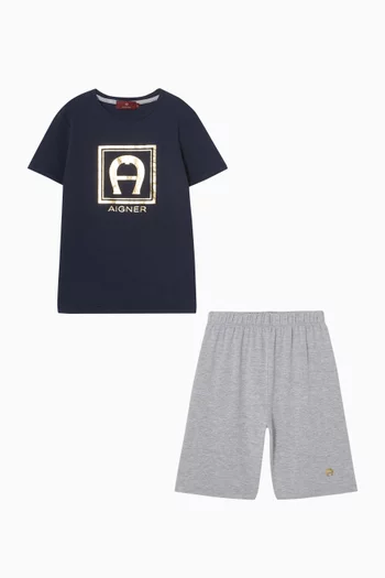 Sqaure Logo T-Shirt & Shorts Pyjama Set
