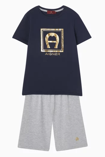 Sqaure Logo T-Shirt & Shorts Pyjama Set