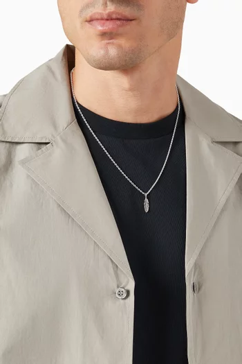 Feather Necklace in Silver-plated Brass