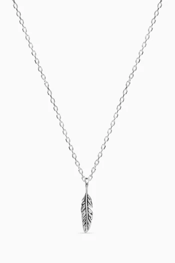 Feather Necklace in Silver-plated Brass