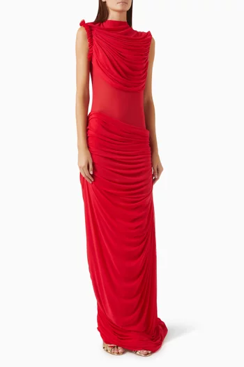 Draped Dress in Power Mesh