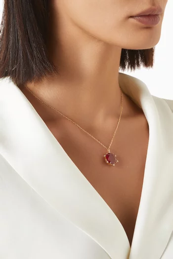 Round-Cut Ruby & Diamond Pendant Necklace in 18kt Gold