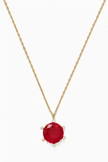 Round-Cut Ruby & Diamond Pendant Necklace in 18kt Gold